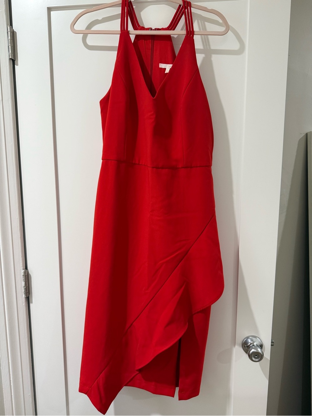 Harlyn Red V-Neck Sleeveless Midi Dress